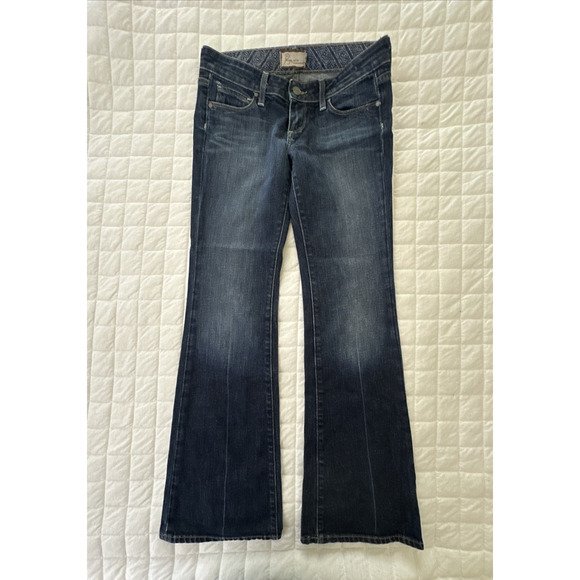 PAIGE Jeans Womens 26P Blue Laurel Canyon Low Rise Flare Stretch Retro Y2K - Picture 1 of 14